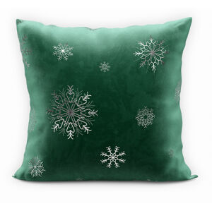 Vánoční polštář SNOWFLAKE smaragdová/stříbrná 40x40 cm Mybesthome Varianta: Povlak na polštář s výplní, 40x40 cm kod barvy: 193