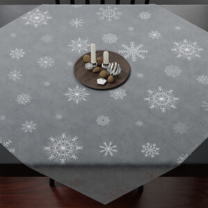 Vánoční ubrus na stůl SNOWFLAKE světle šedá 85x85 cm Mybesthome