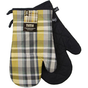 Kuchyňské bavlněné rukavice - chňapky TARTAN žlutá 100% bavlna 19x30 cm Balení 2 kusy - levá a pravá rukavice.