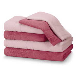 Růžové froté bavlněné ručníky a osušky v sadě 6 ks Rubrum – AmeliaHome