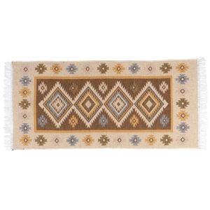 Kusový oboustranný vzorovaný koberec KILIM - ROMBY medová 80x150 cm Multidecor