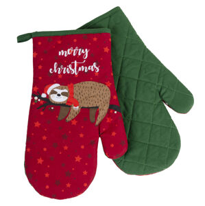 Vánoční kuchyňské rukavice chňapky LOVELY CHRISTMAS červená 18x30 cm 100% bavlna Balení 2 kusy - levá a pravá rukavice.