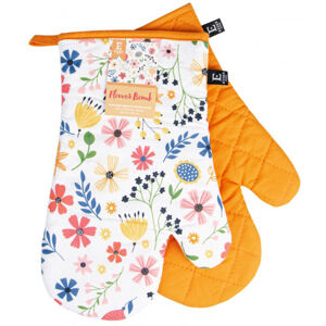 Kuchyňské bavlněné rukavice - chňapky FLOWER BOMB oranžová 100% bavlna 19x30 cm Balení 2 kusy - levá a pravá rukavice.