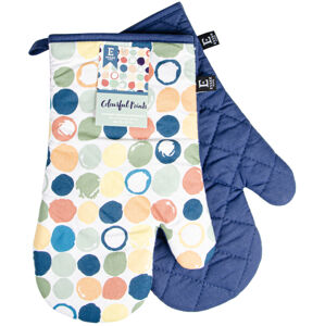 Kuchyňské bavlněné rukavice - chňapky COLORFUL POINTS 100% bavlna 19x30 cm Balení 2 kusy - levá a pravá rukavice.
