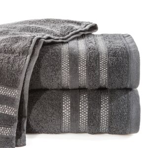 Bavlněný froté ručník s proužky JUDYTA 50x90 cm, černá, 500 gr Mybesthome