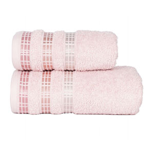 Bavlněný froté ručník s bordurou LUXURY 50x90 cm, růžová pudrová, 500 gr Mybesthome