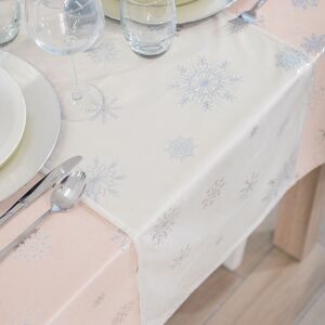 Vánoční ubrus - běhoun na stůl SNOWFLAKE krémová/stříbrná 40x140 cm Mybesthome