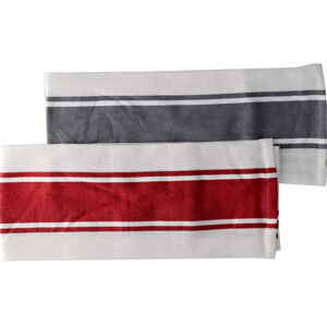 Set 2 kusy bavlněných utěrek STRIPED WAFFLE červená/šedá 100% bavlna 50x70 cm MyBestHome 2 kusy v balení Cena za 2 kusy