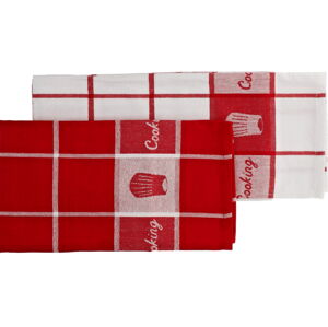 Set 2 kusy bavlněných utěrek COOKING červená/bílá 100% bavlna 50x70 cm MyBestHome 2 kusy v balení Cena za 2 kusy