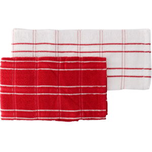 Set 2 kusy kuchyňských ručníků ANDREW červená/bílá 100% bavlna 50x50 cm MyBestHome 2 kusy v balení Cena za 2 kusy