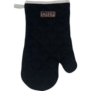 Kuchyňská bavlněná rukavice chňapka CHEF černá (1 kus) 18x28 cm, 100% BAVLNA Mybesthome