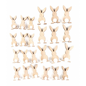 Velikonoční dekorace | FEJO | mini dřevění králíčci k nalepení | 24 ks | 880747 Homla