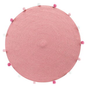 Růžový kulatý koberec ø 90 cm Pompomparty – douceur d'intérieur
