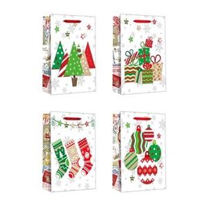 Papírová dárková taška TORO 15x14x6cm vánoční mix