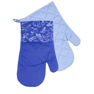 Kuchyňské bavlněné rukavice chňapky VERDURE - modrá, 100% bavlna 18x30 cm