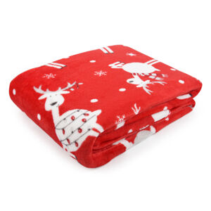 Vánoční deka z mikrovlákna DEER RUDOLF červená 150x200 cm
