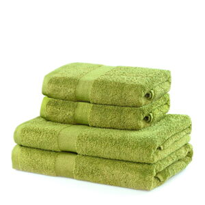 Světle zelené froté bavlněné ručníky a osušky v sadě 4 ks Marina – DecoKing