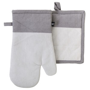 Kuchyňský SET rukavice/chňapka UNIVERSAL světle šedá, 18x30 cm/20X20 cm , 100% bavlna
