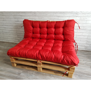 Paletové prošívané sezení PIETRO SET - sedák 120x80 cm, opěrka 120x40 cm, barva červená, Mybesthome mall VO