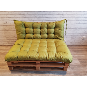 Paletové prošívané sezení PIETRO SET - sedák 120x80 cm, opěrka 120x40 cm, barva olivová, Mybesthome mall VO
