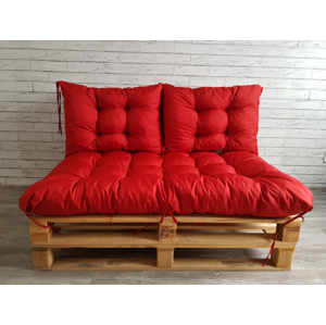 Paletové prošívané sezení MATTEO SET - sedák 120x80 cm, 2x opěrka 60x40 cm, barva červená, Mybesthome