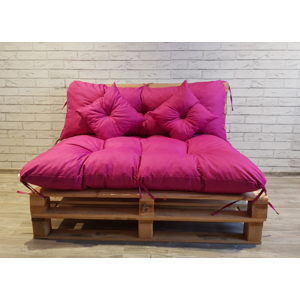 Polstr CARLOS SET color 36 tmavě růžová, sedák 120x80 cm, opěrka 120x40 cm, 2x polštáře 30x30 cm, paletové prošívané sezení Mybesthome