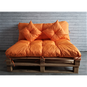 Polstr CARLOS SET color 08 pomerančová, sedák 120x80 cm, opěrka 120x40 cm, 2x polštáře 30x30 cm, paletové prošívané sezení Mybesthome