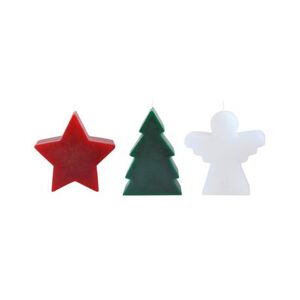 TORO Set 3 ks vánočních svíček - stromeček anděl hvězda