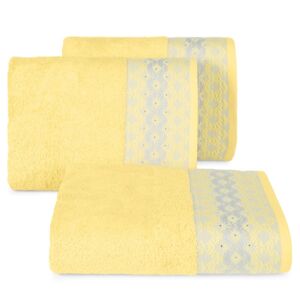 Bavlněný froté ručník s bordurou a zirkony MOLY 50x90 cm, žlutá, 480 gr Mybesthome