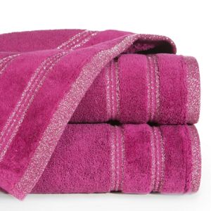 Bavlněný froté ručník s proužky OLA 50x90 cm, tmavě růžová, 500 gr Mybesthome Varianta: ručník - 1 kus 50x90 cm