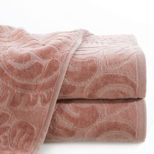 Bavlněný froté ručník se vzorem LIVIA 50x90 cm, růžová, 390 gr Mybesthome Varianta: ručník - 1 kus 50x90 cm