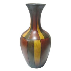 Keramická váza 34cm dekor dřevo