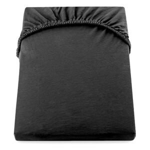 Černé elastické bavlněné prostěradlo DecoKing Amber Collection, 220 - 240 x 200 cm