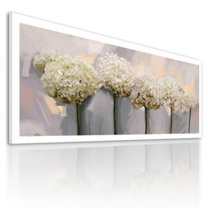 Obraz na plátně HORTENZIE bílé květy B různé rozměry Ludesign ludesign obrazy: 100x40 cm