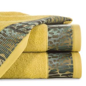 Bavlněný froté ručník s bordurou CARLA 50x90 cm, mustard/hořčicová, 500 gr Eva Minge
