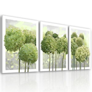 Obraz na plátně HORTENZIE zelené květy set 3 kusy různé rozměry Ludesign ludesign obrazy: 3x 40x60 cm