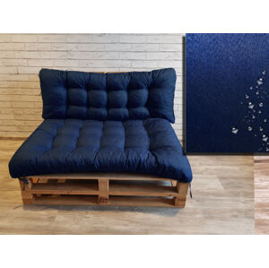 Paletové prošívané sezení DENIM PIETRO SET - sedák 120x80 cm, opěrka 120x40 cm, barva modrá, Mybesthome
