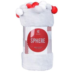 Vánoční deka z mikrovlákna s kuličkami SPHERE bílá/červená 150x200 cm Akční cena