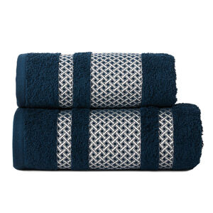 Bavlněný froté ručník s bordurou LIONEL 50x90 cm, modrá/stříbrná, 450 gr Mybesthome