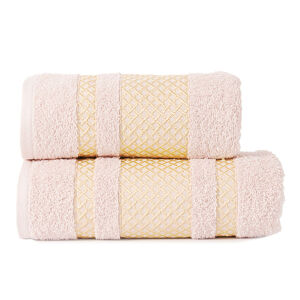 Bavlněný froté ručník s bordurou LIONEL 50x90 cm, pudrová/zlatá, 450 gr Mybesthome
