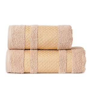 Bavlněný froté ručník s bordurou LIONEL 50x90 cm, béžová/zlatá, 450 gr Mybesthome