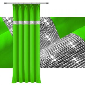 Dekorační závěs se zirkony s řasící páskou GLAM 250 světle zelená 140x250 cm (cena za 1 kus) MyBestHome