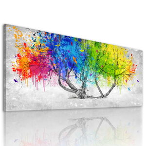 Obraz na plátně COLORS TREE A různé rozměry Ludesign ludesign obrazy: 100x40 cm