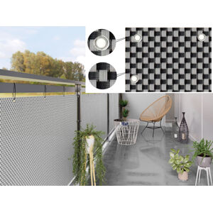 Balkonová ratanová zástěna s očky PORI, černá/šedá , výška 100 cm šířka různé rozměry 900 g/m2 MyBestHome Rozměr: 100x700 cm