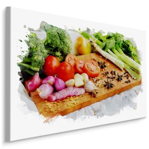 MyBestHome BOX Plátno Zelenina S Kořením Na Dřevěném Prkénku Varianta: 120x80