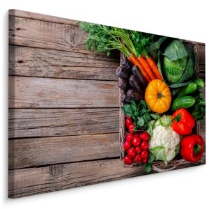 MyBestHome BOX Plátno Košík Zeleniny Na Dřevěném Stole Varianta: 90x60