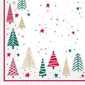 PROCOS Vánoční papírové ubrousky 33x33cm 3vrstvé stromky