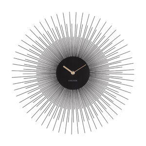 Černé nástěnné hodiny Karlsson Peony, ø 45 cm