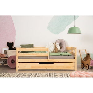 Dětská postel z borovicového dřeva s úložným prostorem v přírodní barvě 90x140 cm Mila CPD – Adeko