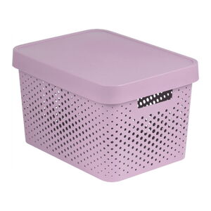 Růžový plastový úložný box s víkem 27x36x22 cm Infinity – Curver